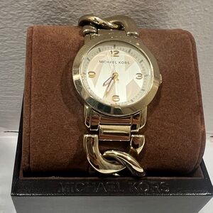 Michael Kors Runway Twist Gold Tone Chain Link Watch